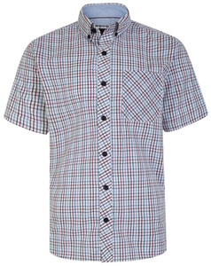 KAM Premium Stretch Mini Check Shirt White